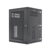 Gabinete PanZone de Montaje en Pared, de 19in, Puerta Ventilada, 18 UR, 635mm de Profundidad, Color Negro